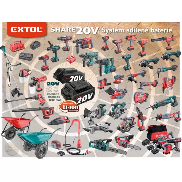 Aku pila ocaska SHARE20V, BRUSHLESS, 1x2Ah Extol Industrial 8791828