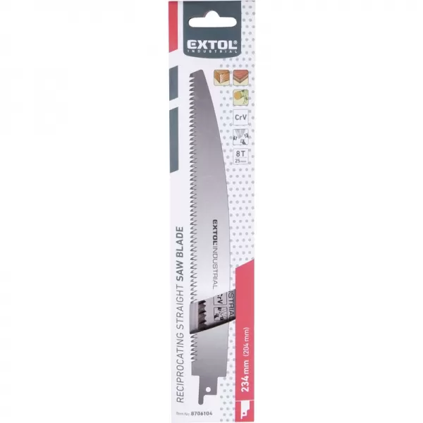 Plátek na dřevo rovný do pily ocasky, 234x26x1,2mm (d/š/tl), CrV Extol Industrial 8706104