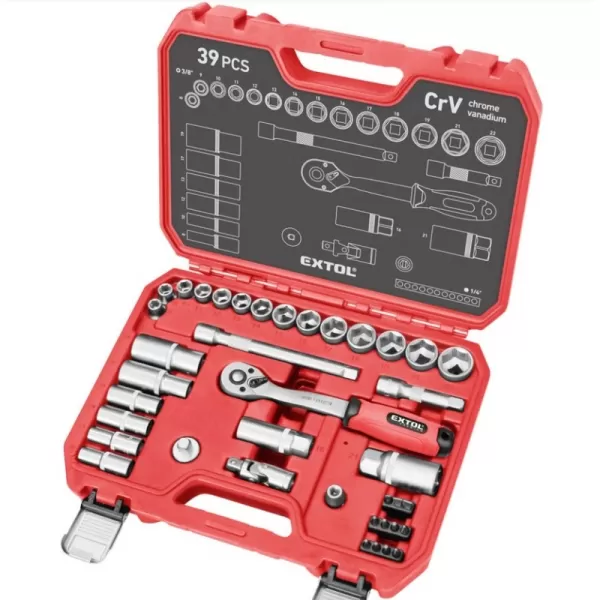 Hlavice nástrčné, sada 39ks, 3/8" EXTOL PREMIUM 8818322