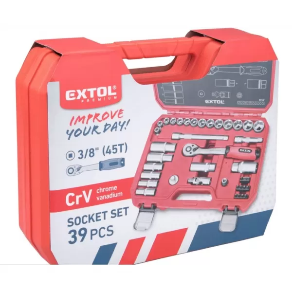 Hlavice nástrčné, sada 39ks, 3/8" EXTOL PREMIUM 8818322