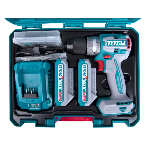 Aku vrtací šroubovák s příklepem 20V 2x2,0Ah Total TIDLI20602E